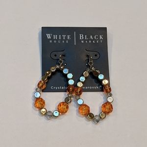WHBM Orange & Gold Stone Oval Earrings